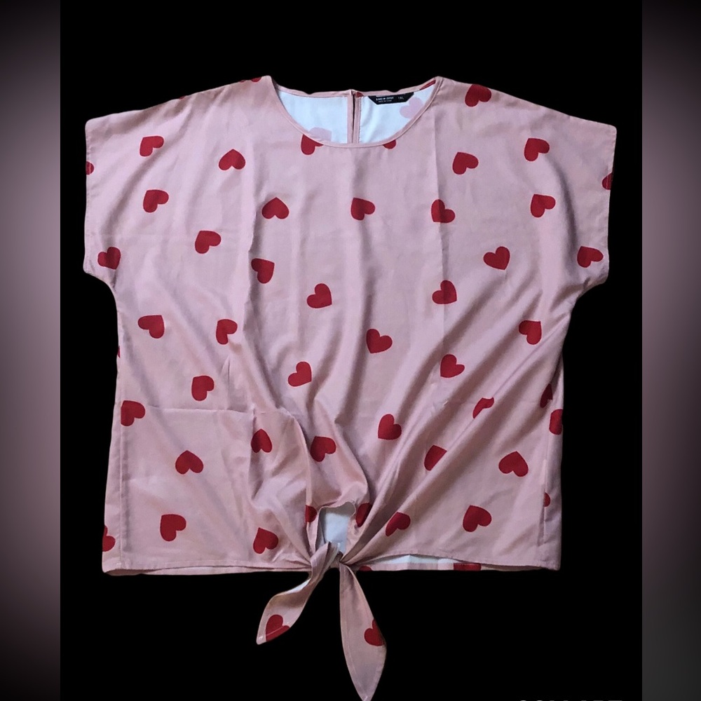 Pink heart tie shirt